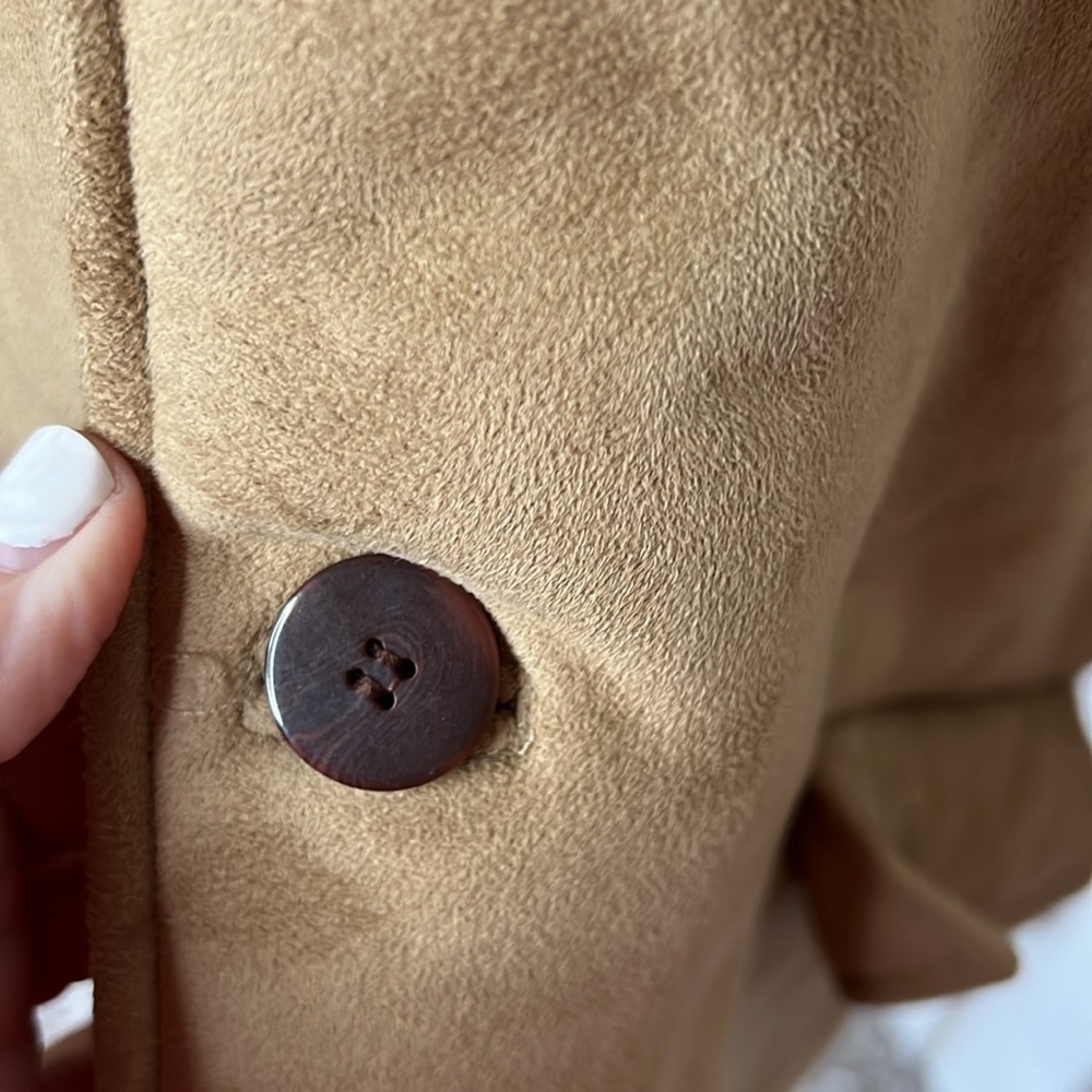 RFT Rainforest Mens Faux Sherpa Pockets Button Up Coat Beige/ Gray M - Picture 8 of 15